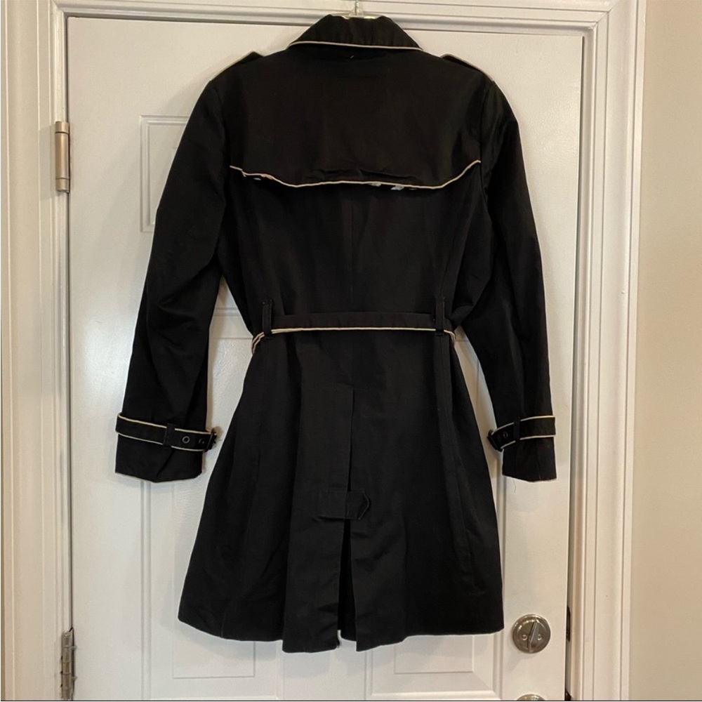 GAP Black Trench Coat with Cream Piping - Picture 2 of 9